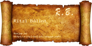 Ritzl Bálint névjegykártya